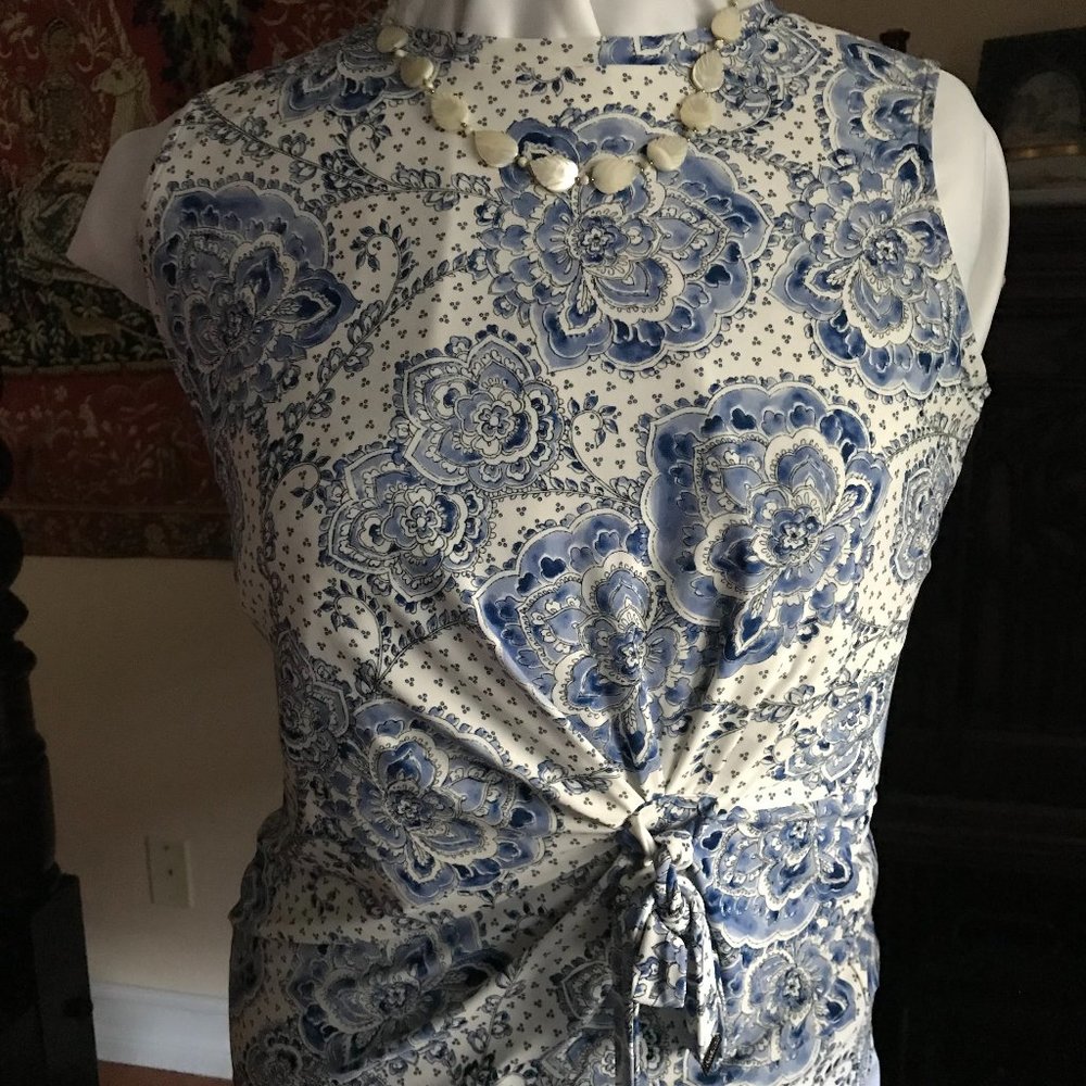 TOMMY HILFINGER:  BLUE AND WHITE  TOP SIZE M